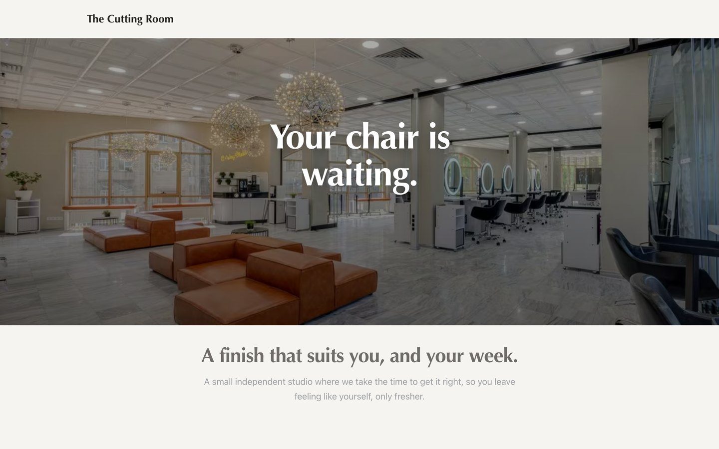 A salon homepage · our own concept piece